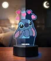 3D-Plexido-LED-Lampe mit Herzstich-Aufdruck
