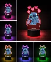 3D-Plexido-LED-Lampe mit Herzstich-Aufdruck