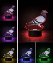3D-Plexido-LED-Lampe mit Vogel-Tauben-Aufdruck