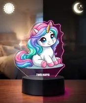 3D-Plexido-LED-Lampe mit kleinem Einhorn-Aufdruck