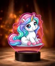 3D-Plexido-LED-Lampe mit kleinem Einhorn-Aufdruck