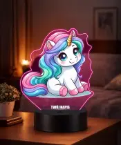 3D-Plexido-LED-Lampe mit kleinem Einhorn-Aufdruck