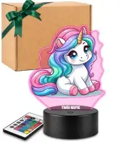 3D Plexido LED Lamp with Print Little Unicorn
