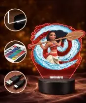3D-Plexido-LED-Lampe mit Vaiana Moana Fairy Tale Print