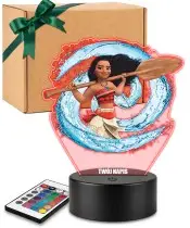 3D-Plexido-LED-Lampe mit Vaiana Moana Fairy Tale Print