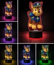 3D-Plexido-LED-Lampe mit Paw Patrol Chase-Aufdruck