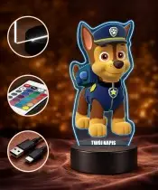 3D-Plexido-LED-Lampe mit Paw Patrol Chase-Aufdruck