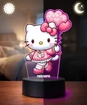 Lampka LED 3D Plexido z Nadrukiem Hello Kitty Balony Serce