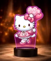3D-Plexido-LED-Lampe mit Herzballons mit Hello Kitty-Aufdruck