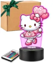 3D-Plexido-LED-Lampe mit Herzballons mit Hello Kitty-Aufdruck