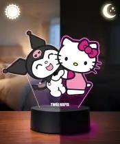 3D-Plexido-LED-Lampe mit Hello Kitty- und Kuromi-Aufdruck