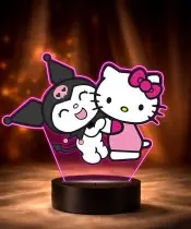 3D-Plexido-LED-Lampe mit Hello Kitty- und Kuromi-Aufdruck