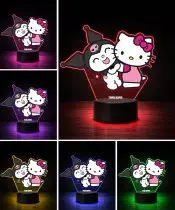 3D-Plexido-LED-Lampe mit Hello Kitty- und Kuromi-Aufdruck