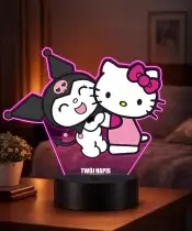 3D-Plexido-LED-Lampe mit Hello Kitty- und Kuromi-Aufdruck