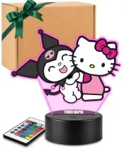 3D-Plexido-LED-Lampe mit Hello Kitty- und Kuromi-Aufdruck