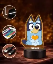 3D-Plexido-LED-Lampe mit Bajka Bluey-Aufdruck