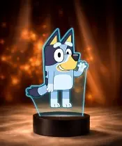 3D-Plexido-LED-Lampe mit Bluey Dog-Aufdruck