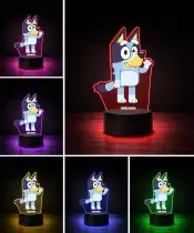 3D-Plexido-LED-Lampe mit Bluey Dog-Aufdruck