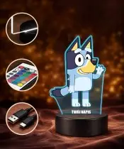 3D-Plexido-LED-Lampe mit Bluey Dog-Aufdruck