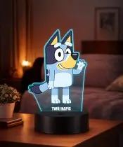 3D-Plexido-LED-Lampe mit Bluey Dog-Aufdruck