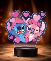 Lampka LED 3D Plexido z Nadrukiem Bajka Lilo i Stich Angel Zakochani