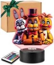 3D LED Lamp with FNAF Print Freddy Bonnie Chica