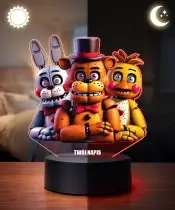 Lampka LED 3D z Nadrukiem FNAF Freddy Bonnie Chica