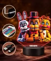 3D-LED-Lampe mit FNAF-Aufdruck Freddy Bonnie Chica