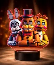 Lampka LED 3D z Nadrukiem FNAF Freddy Bonnie Chica
