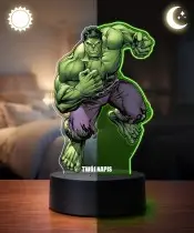 3D LED Plexido Lamp with Marvel Hulk Print