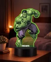 3D LED Plexido Lamp with Marvel Hulk Print