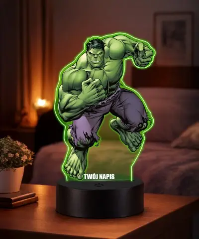 Lampka LED 3D Plexido z Nadrukiem Marvel Hulk | Plexido.pl