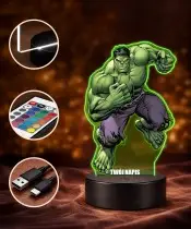 3D LED Plexido Lamp with Marvel Hulk Print