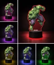 3D LED Plexido Lamp with Marvel Hulk Print