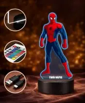 3D LED Plexido Lamp with Marvel Spiderman Print