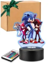 3D-Plexido-LED-Lampe mit Fairy Tale Game Sonic Characters-Aufdruck