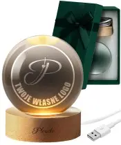 Kryształowa Kula 3D z Własnym Logo Personalizowany Prezent LED