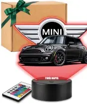 Lampka LED 3D z Nadrukiem UV Samochód MINI Cooper S z Logo