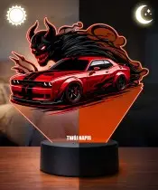 Lampka LED 3D z Nadrukiem UV Samochód Dodge Challenger SRT Demon