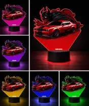 Lampka LED 3D z Nadrukiem UV Samochód Dodge Challenger SRT Demon