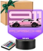 3D LED Lamp with UV Print Car Porsche 911 GT3 RS with Lettering