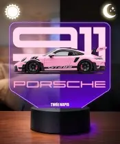 Lampka LED 3D z Nadrukiem UV Samochód Porsche 911 GT3 RS z Napisami