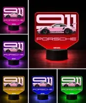 3D LED Lamp with UV Print Car Porsche 911 GT3 RS with Lettering