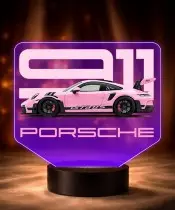Lampka LED 3D z Nadrukiem UV Samochód Porsche 911 GT3 RS z Napisami