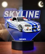 3D LED Lamp with UV Print Car Nissan Skyline GT-R R34 with Lettering