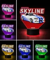 3D-LED-Lampe mit UV-Druck Auto Nissan Skyline GT-R R34 mit Schriftzug