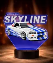 Lampka LED 3D z Nadrukiem UV Samochód Nissan Skyline GT-R R34 z Napisami