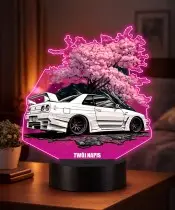 Lampka LED 3D z Nadrukiem UV Samochód Nissan Skyline GT-R R34 Sakura