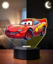 Lampka Nocna LED 3D Zygzak McQueen Auta z Imieniem