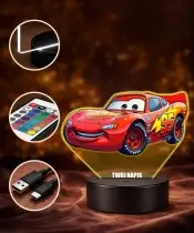 Cars Lightning McQueen 3D LED Nachtlicht mit Namen